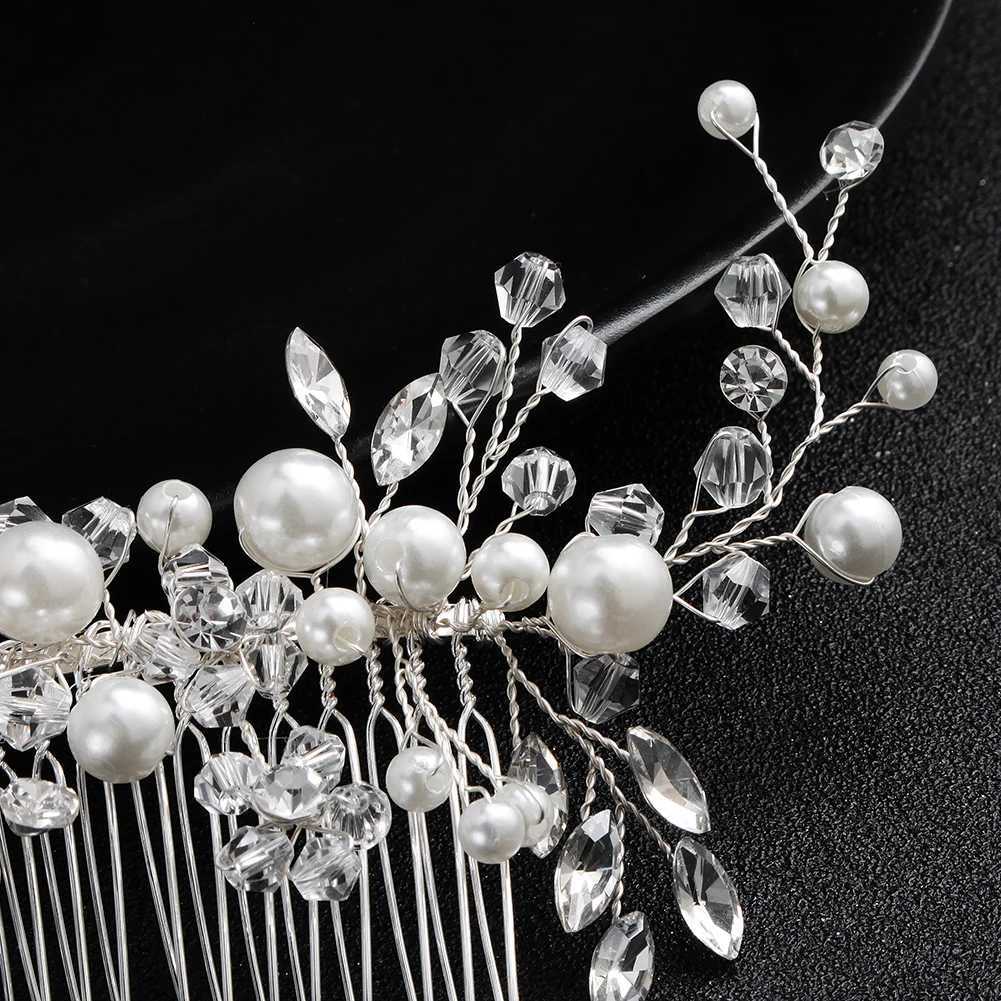 efily Popular New Pearl Hair Comb Handmade Beaded Crystal Headpiece Bridal Wedding Hair Accessories Headdresses For GirlFriendX240913