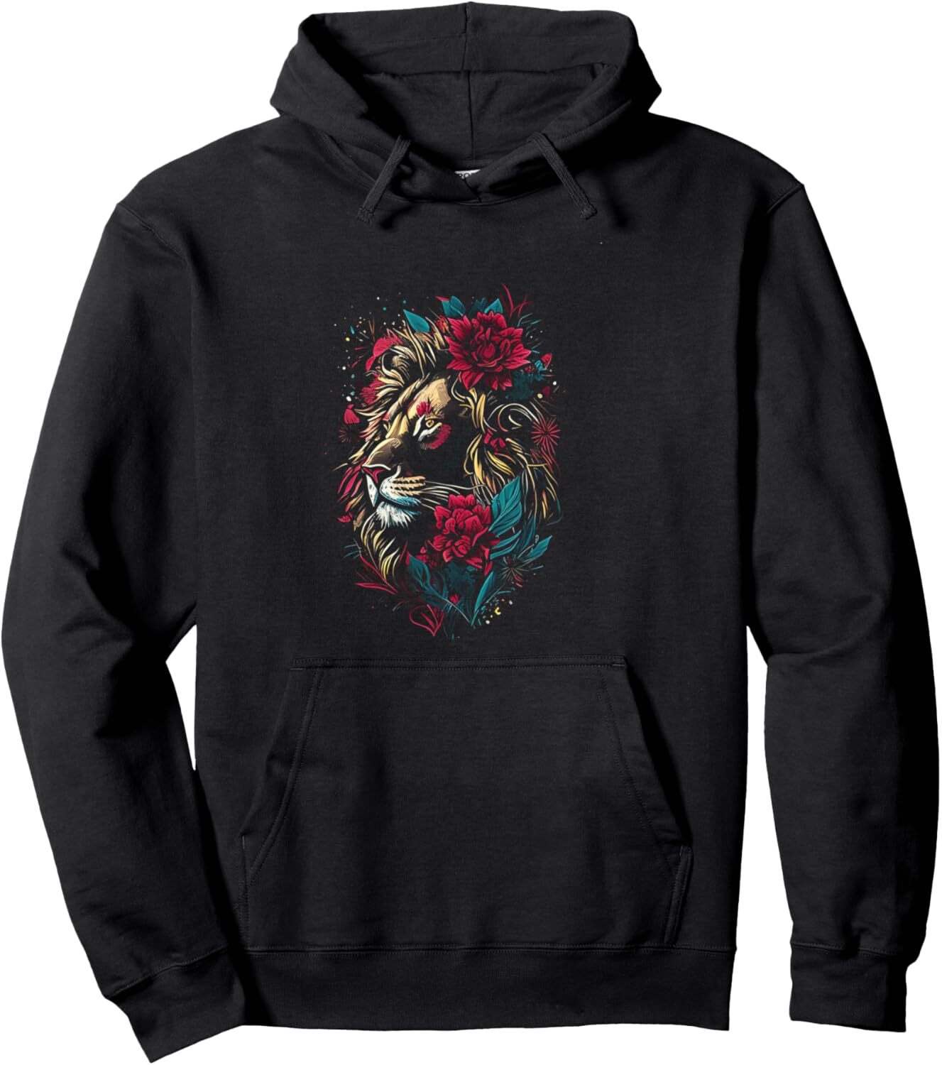 Hoodie for Mens Womens Lion Flower Gift Idea For Women Men Kids Cool Lion Lover Pullover Hoodie Graphic Hoodies sweatshirt Pullover Long Sleeve