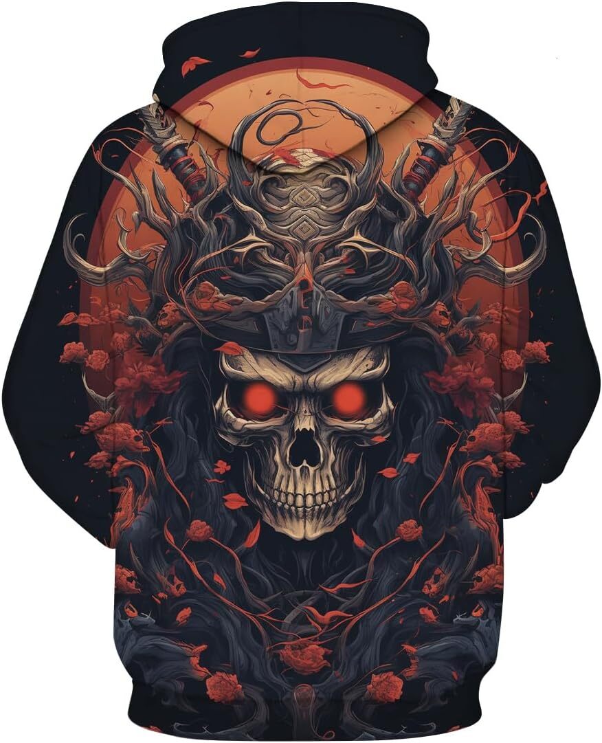 Hoodie for Mens Womens Skull Hoodie 3D Printed Hooded Japanese Samurai Long Sleeve Sweatshirt Hoodies Graphic Hoodies sweatshirt Pullover Long Sleeve