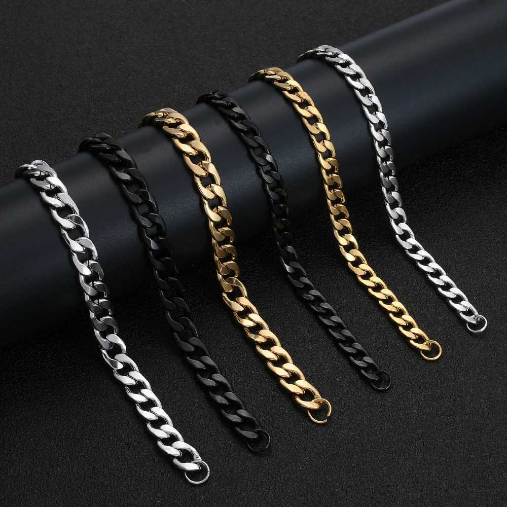 Hot Sale Stainless Steel Gold Black Color Cuban Chain Bracelet For Men Titanium Steel Link Bracelet 6/8/10MM Length 20CMX240913