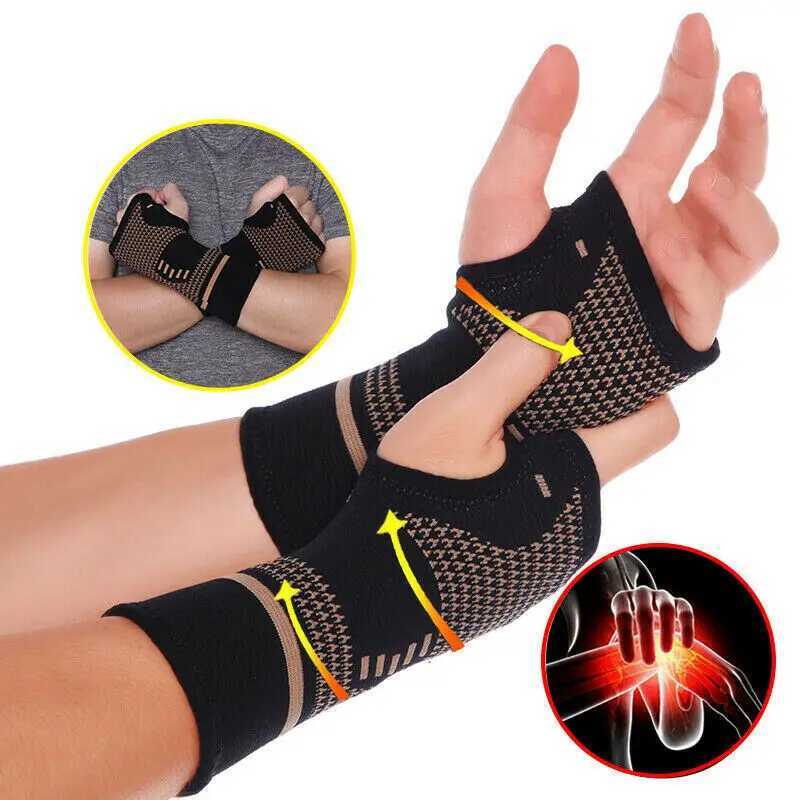 Wrist Support Copper Gym Wrist Support Professional Sports Wristband Safety Compression Gloves Wrist Protector Arthritis Sleeve Palm Bracer z240913