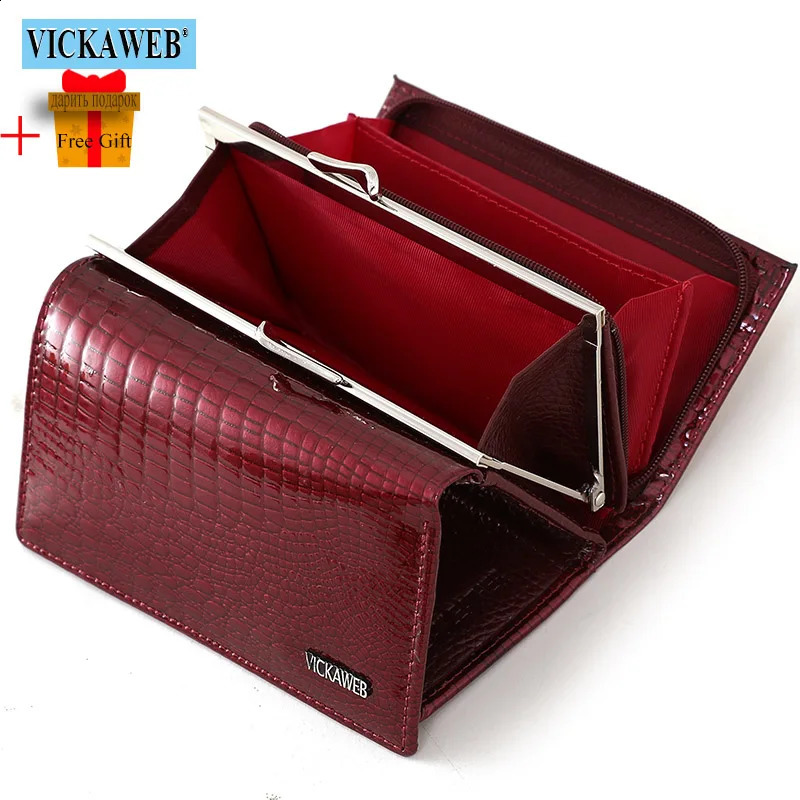 Free Gift Womens Genuine Leather Short Wallet Fashion Buckle and Zipper Mini Coin Bag AE2155 240910