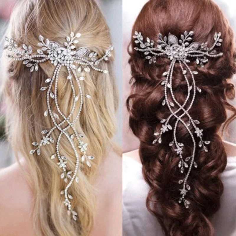 Wedding Hair Comb Accessories Crystal Pearl Hair Belt Wedding Bridal Hair Ornament Jewelry Bride Long Headdress HeadbandsX240913