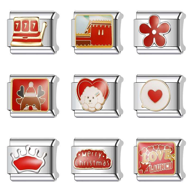 New Women's Gift 12 Birth months Bead Italian Charms Links Bangle Beads Fit 9mm Stainless Steel Bracelet Making DIY For Women Fashion Jewelry