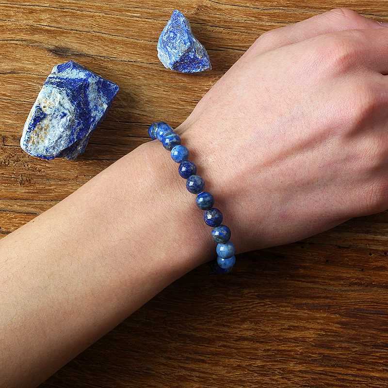 Real 5A Sky Blue Stone Bead Bracelet Homme Elastic High Quality Energy Natural Stone Treatment Jewelry Female Gift Boyfriend W240913