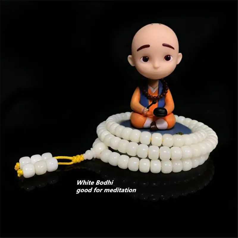108 beads of natural white bodhi bucket prayer beads mala amulet palm bodhi meditation chain BRO658 W240913