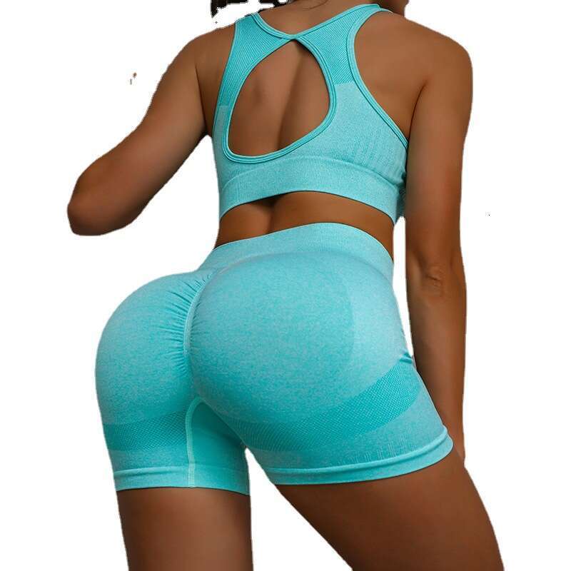 Sports and Fitness Suit Smiling Face Peach Buttocks Breathable Elastic Shorts Womens Back Bra Yoga Pants Yoga Top Woman Workout Clothe
