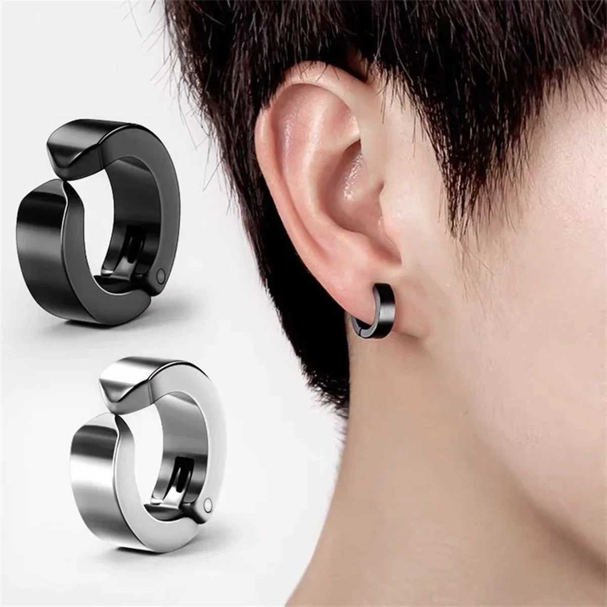 2pcs 316L Fashion Stainless Steel Cuff Earring Non Piercing Hoop Earring Clip On Earring Fake Piercing Earring HoopX240913