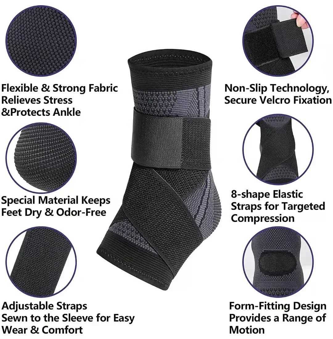 Compression Ankle Protector Gym Sport Anklet Support with Adjustable Strap Dumbbells Bodybuilding Ankle Braces for Football Y240913