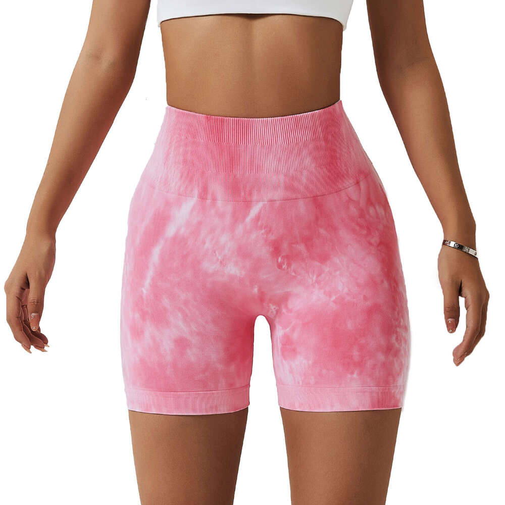 Spring Tie Dyed Seamless Womens Sports and Fitness Shorts High Waist Lifting Hip Tight Yoga Pants 6924 Yoga Jackets for Women Full Zip