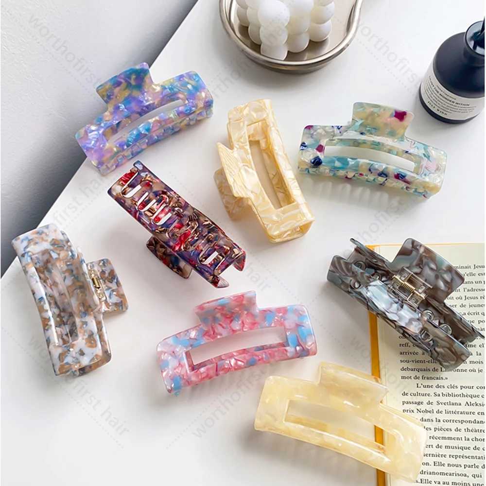 10cm Length Large Acetate Hair Clip Back Head Hairpin French Retro Mermaid Color Hair Claw Headdress Hairpin FemaleX240912