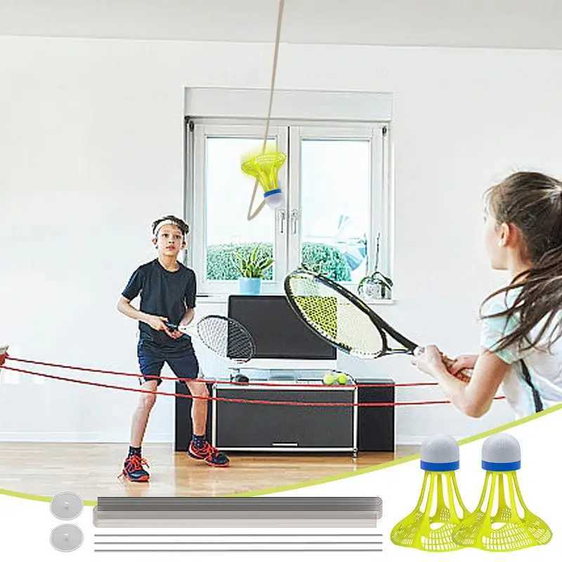 Elastic Badminton Trainer Set Fun Badminton Solo Trainer Kids with Luminescent Badminton Balls Badminton Training Equipment Y240912
