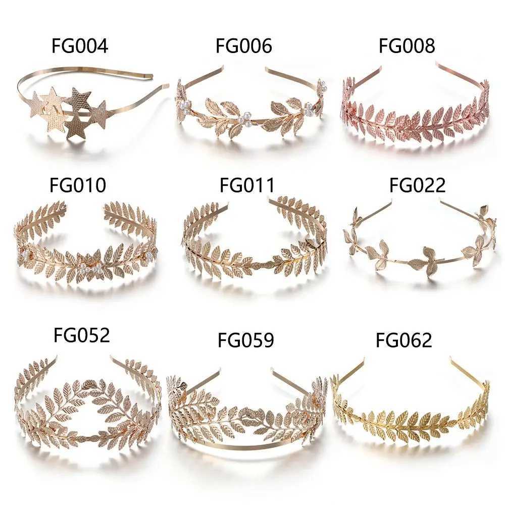 Golden Crowns Hair Jewelry Tiara Bride Headbands Wedding Hair Accessories Hair Hoop Leaves Hair BandsX240913