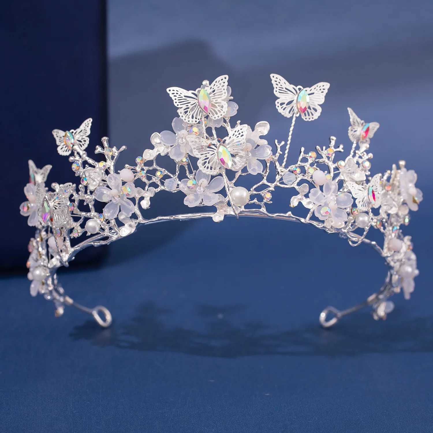 Baroque Silver Color Purple Crystal Butterfly Bridal Tiaras Crowns Headpiece Rhinestone Pageant Diadem Wedding Hair AccessoriesX240913