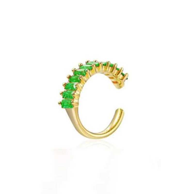 1PC 24k Gold-Plated Silver Simple Ear Cuff Earring for Women White Orange Purple Green Crystal Ear Clips Earring Fashion JewelryX240913