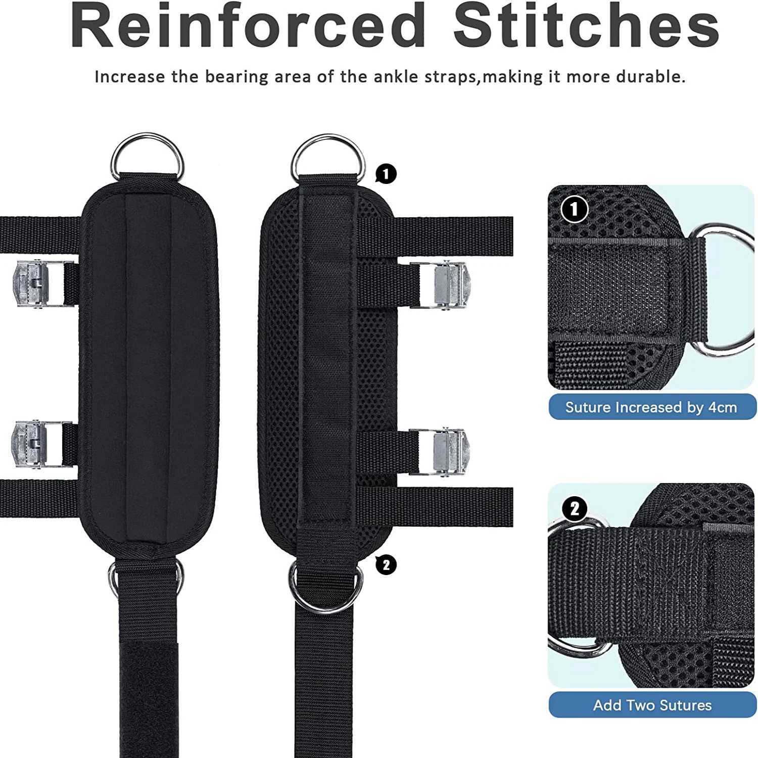 Adjustable D-Ring Ankle Straps for Gym Home Foot Support ProtectorUpgrade FitnessDumbbellGluteLegWorkout Weightlifting Y240913