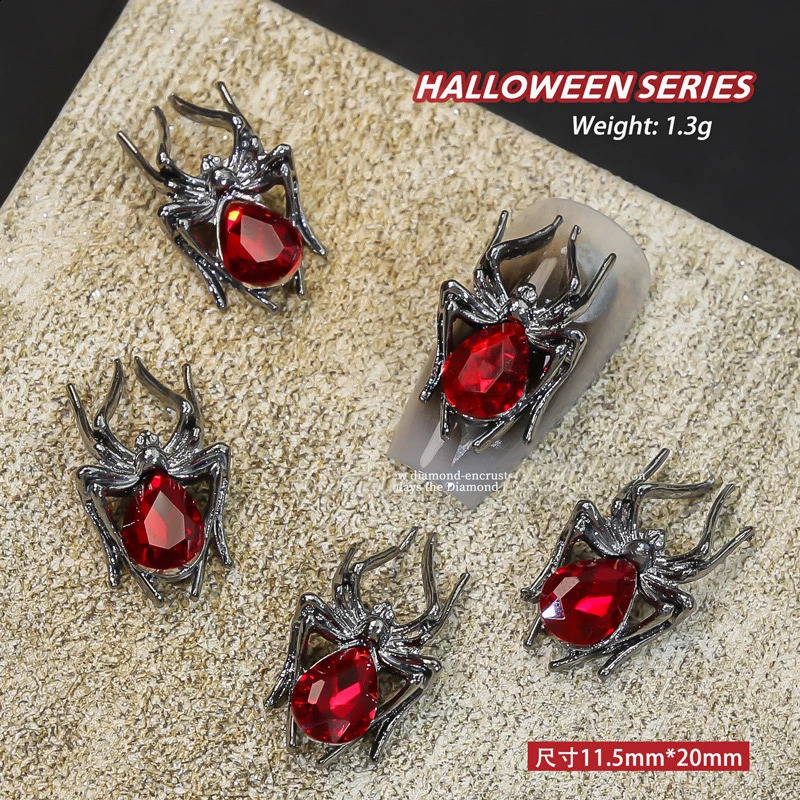 Big Spider Halloween Nail Art Punk Spider Shaped Crystal Rhinestones Halloween Nail Art Jewelry Gems for Manicure Decoration 240910