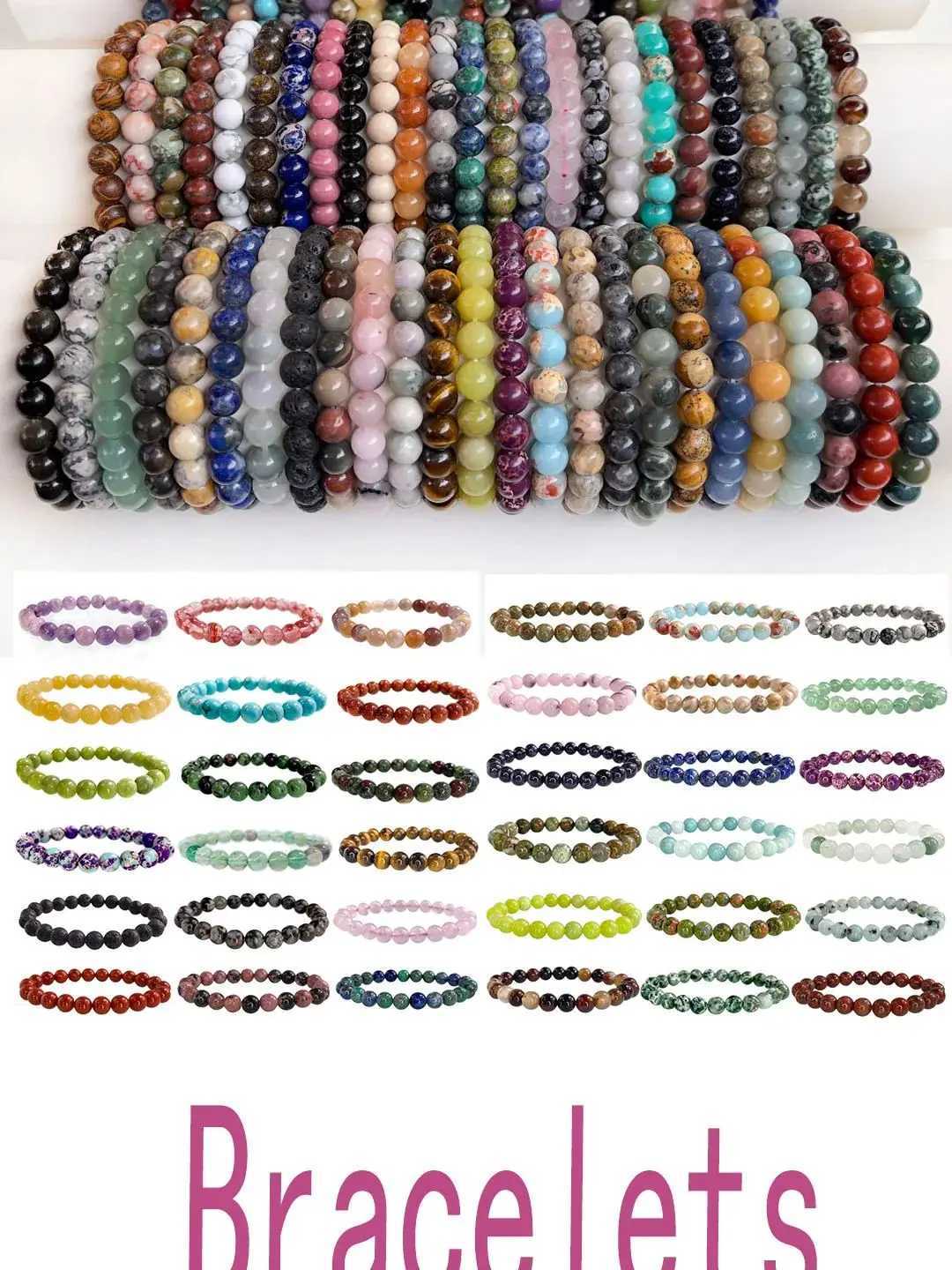 8m Natural Stone Bracelet Amethyst Turquoise Aquamarine Beads Jewelry Gift for Men Magnetic Health Protection for Women W240913