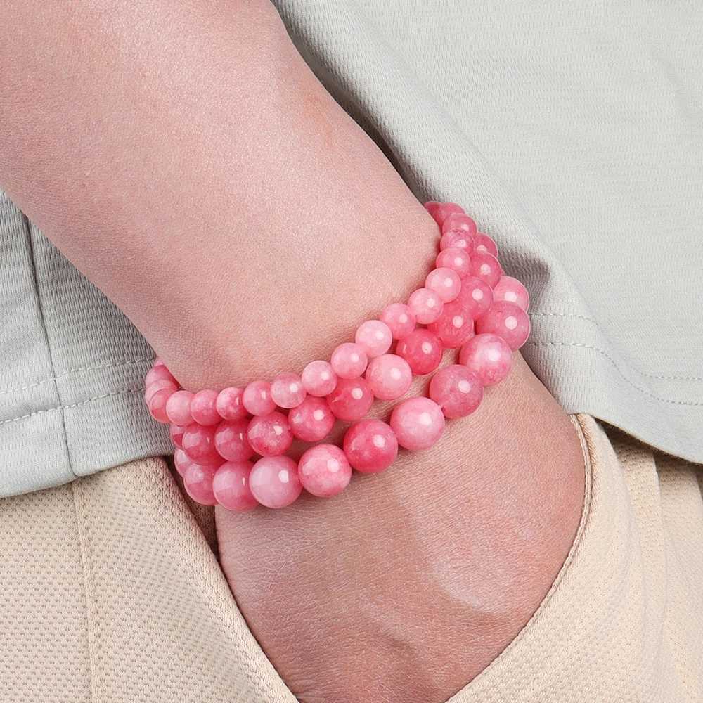 Pink Chalcedony Bead Bracelet Suitable for Women Optimized with Natural Stone Beads Yoga Meditation Jewelry Gift for Girlfriend W240913