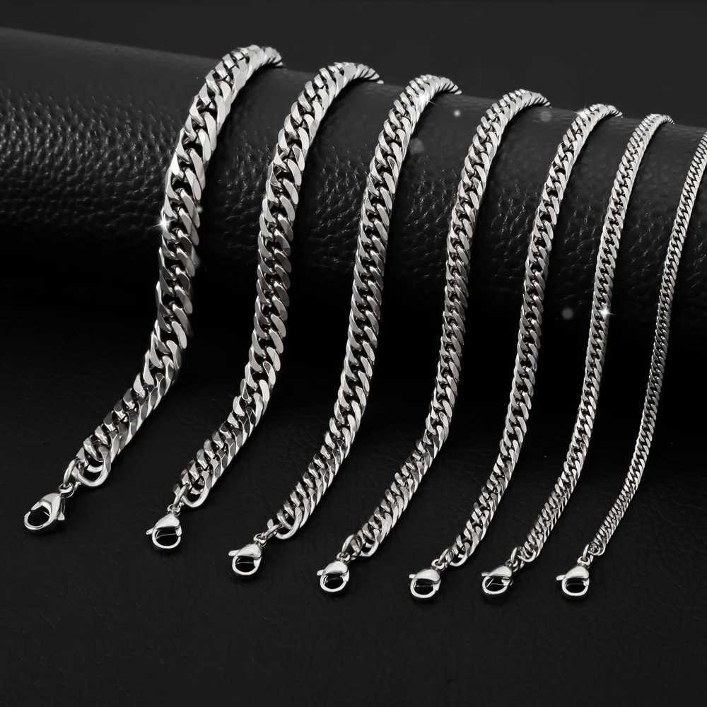 HONGTONG Chunky Miami Curb Chain Bracelet for Men Stainless Steel Cuban Link Chain Wristband Classic Punk Heavy Male JewelryX240913