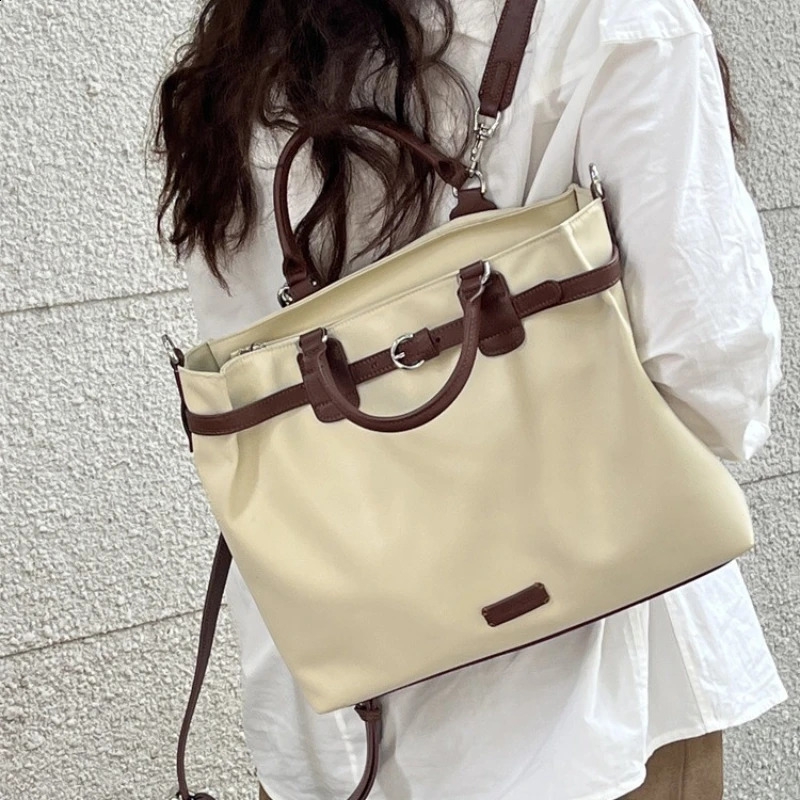 Korean style nylon large bag laptop bag 13 inch Mac backpack Communicating large capacity Crossbody handbag 240912
