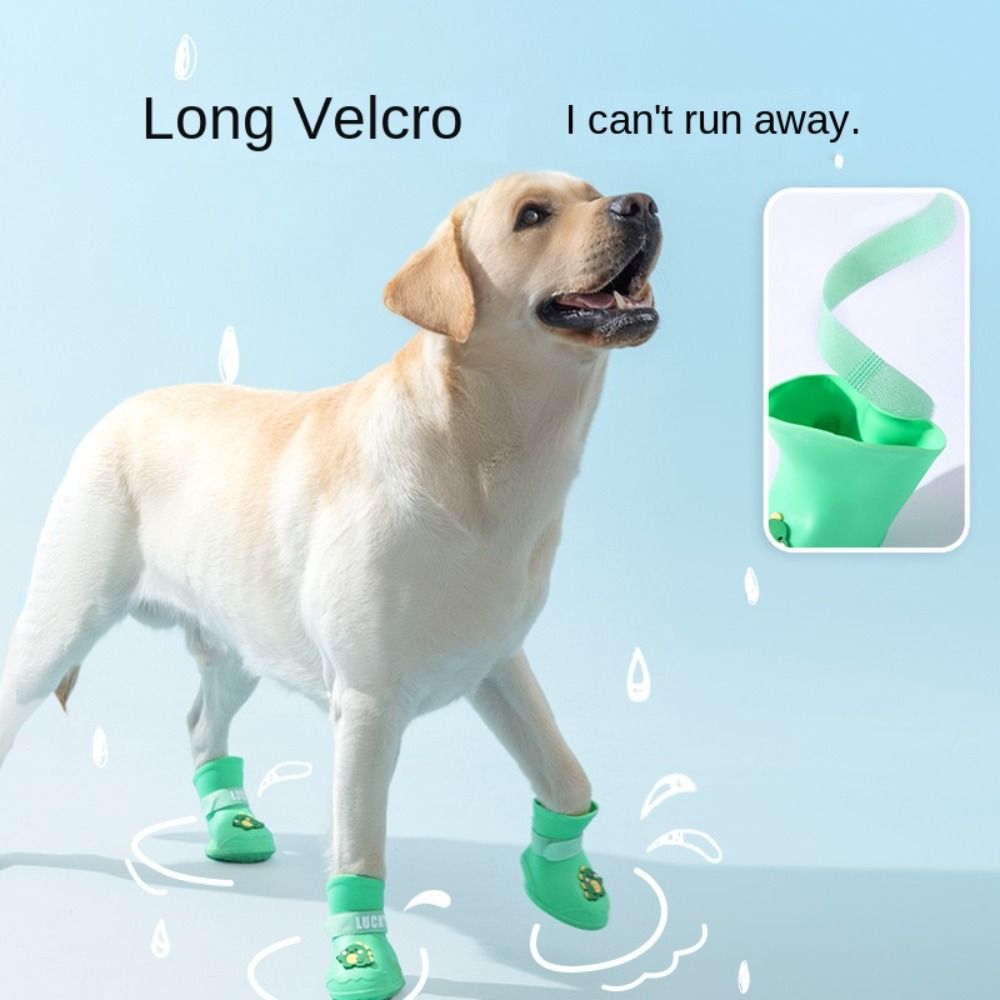 4Pcs WaterProof Pet Rainshoe Cartoon Anti-slip Outdoor Footwear Socks Dogs Cats Foot Cover Pet Accessories Dogs Cats