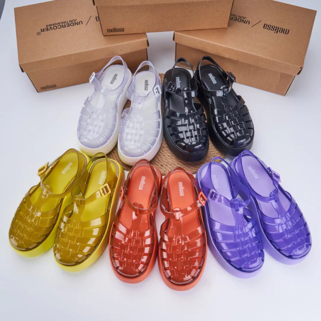 2025 Summer Sandals Ladies Thick Sole Sandals Women's Platform Roma Jelly Shoes Fashion Adult Woven Beach Sandals Women Shoes