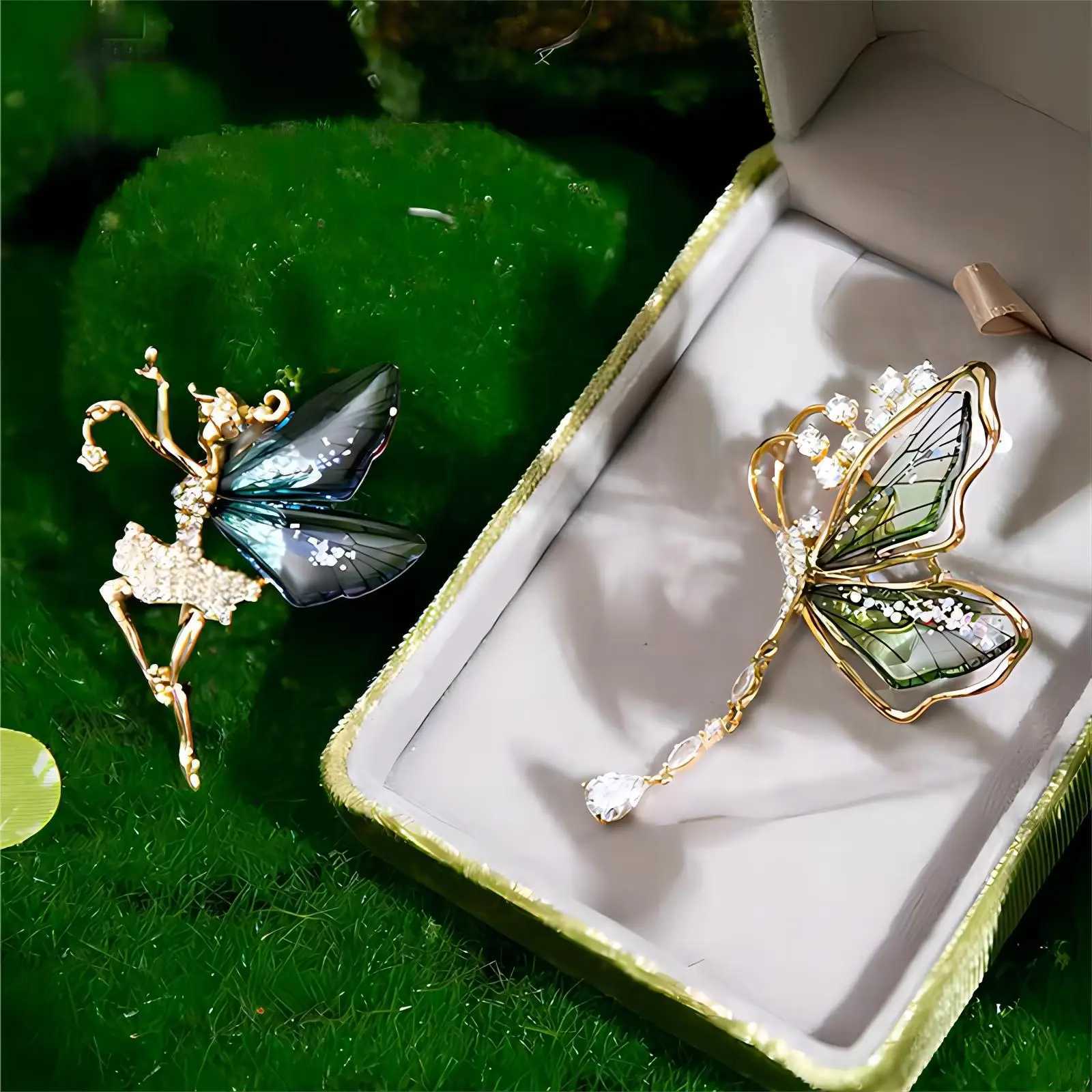 Trendy Faery Elf Butterfly Dragonfly Acrylic Brooches For Women Girls Multicolour Plastic Insect Birthday Party Daily JewelryX240914