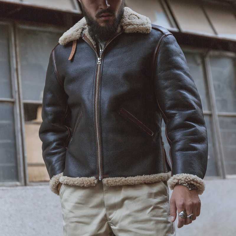 Bronson 1940s US Air Force B-6 Flight Jacket Wool Flight Leather Jacket W240914