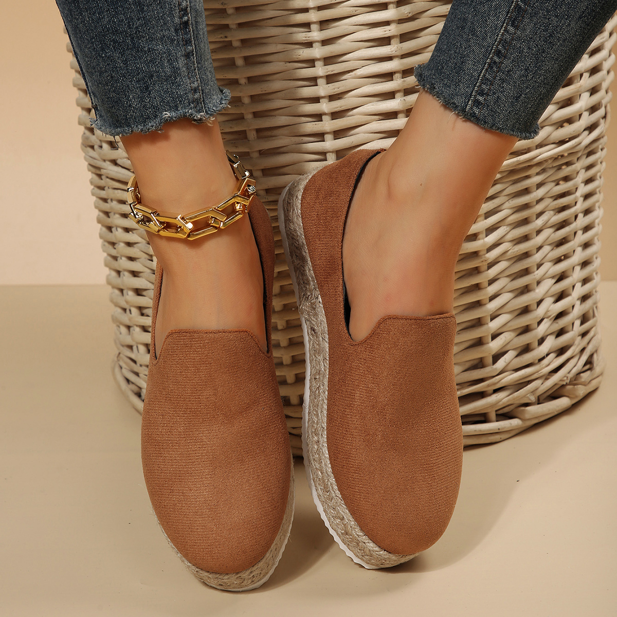 New Woman Flat Chaussures Femme Zapatos De Mujer Women's Platform Casual Shoes Solid Color Breathable Wedge Espadrilles