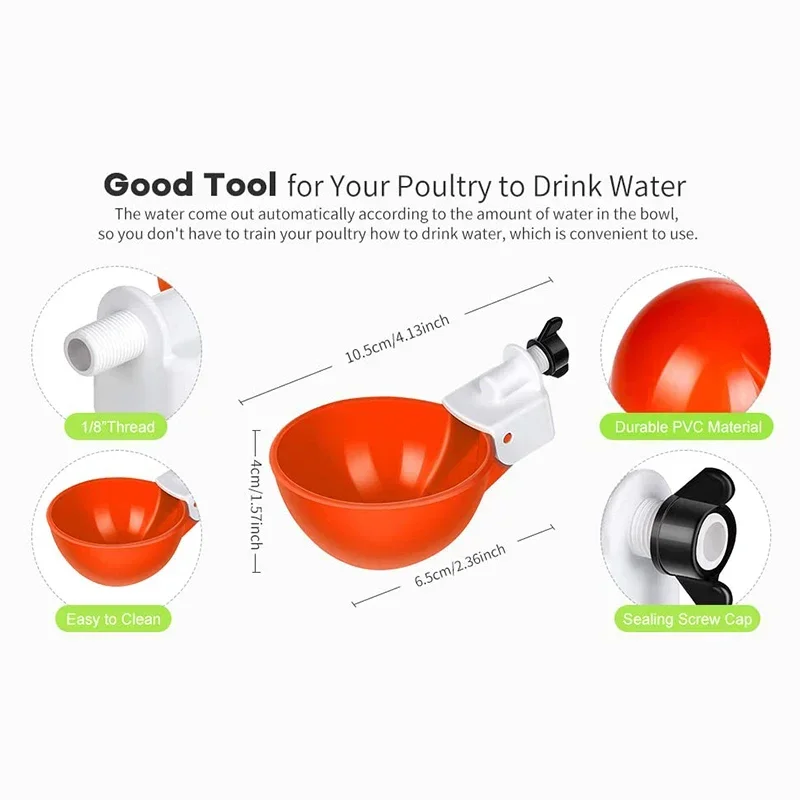 1-10Pcs Chicken Quail Hanging Water Cups Chicken Drinker Automatic Poultry Drinker Birds Water Bowl Drinker Cups for Poultry