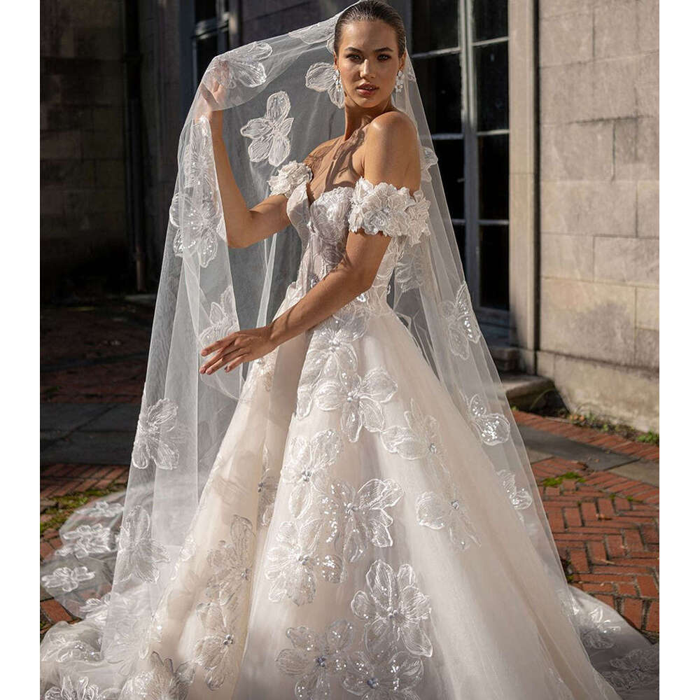 Dresses Illusion Wedding Ball Gown Off The Shoulder Appliques Backless Or Length Bride Dress Vestido De Novia Custom Made