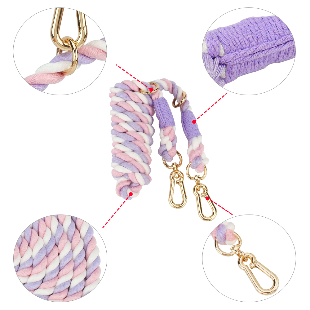 Multifunctional Pet Leash with Removable Metal Ring and Hangable Colorful Dog Leash, Dog Tag Buckle for Dog Walking and Training