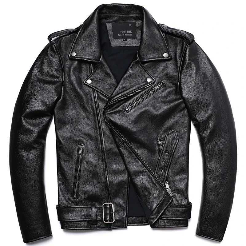 Classical Motorcycle Jackets Men Leather Jacket 100% Natural Cowhide Thick Moto Jacket Winter Biker Clothes Slim Coats M192X240913