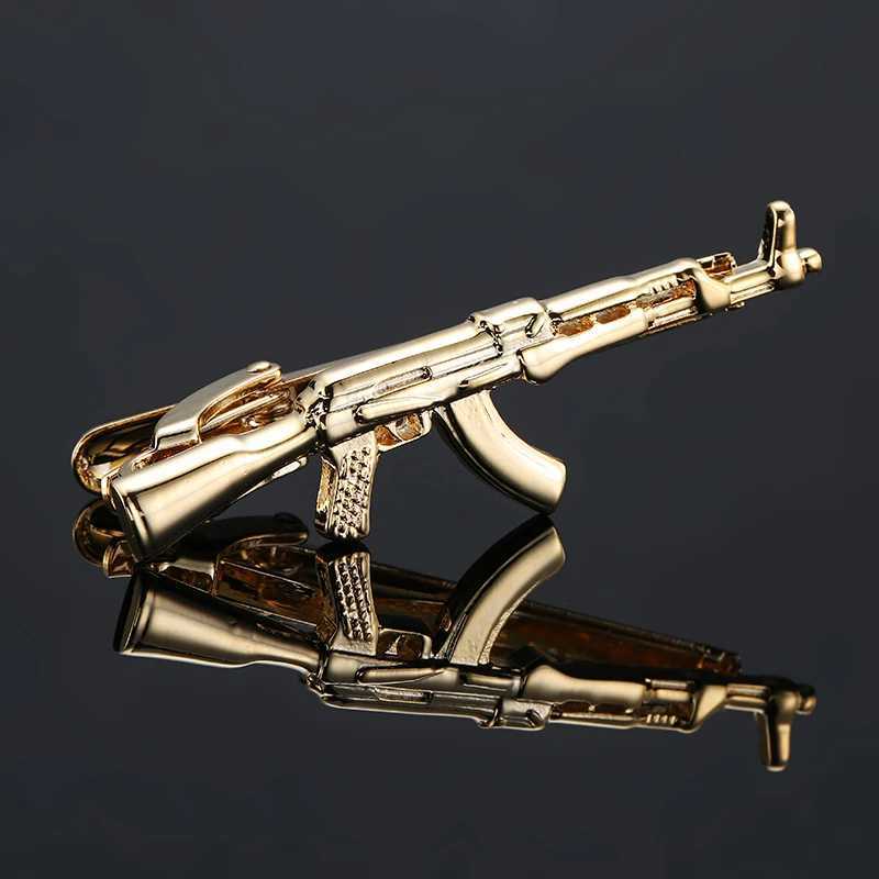 High quality machine gun tie clip brand new fashionable mens tie wedding shirt clip brass material AK tie clipX240914