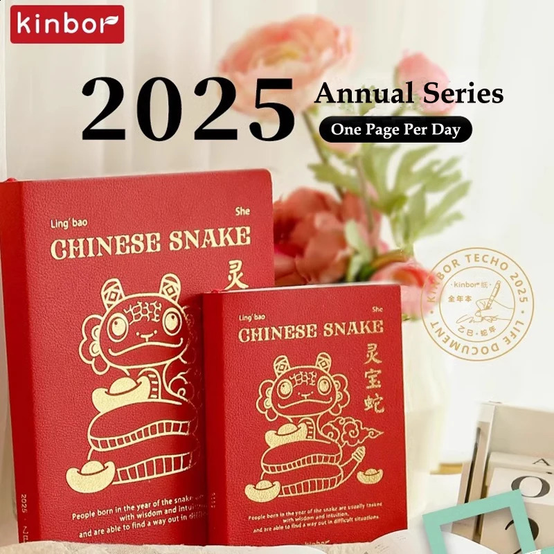 Kinbor 2025 Whole Year A6 A5 Journal Notebook Yearly Week Planner Daily Diary Calendar Time Organizer Goals Setting Schedule 240905