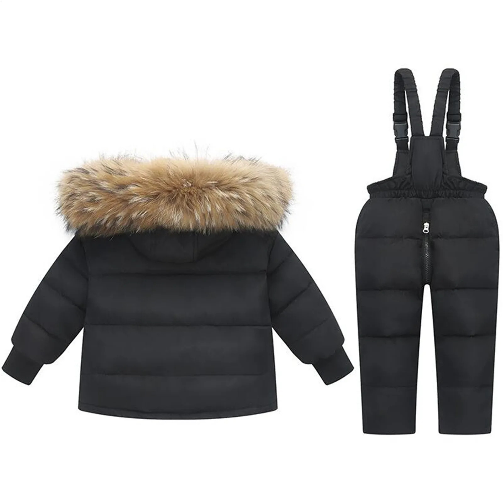 2024 Winter Warm borns Clothes Set Boys Girl Ski Overall Baby Snow Jumpsuit Solid Color Children Down Jacket And Pants 240904