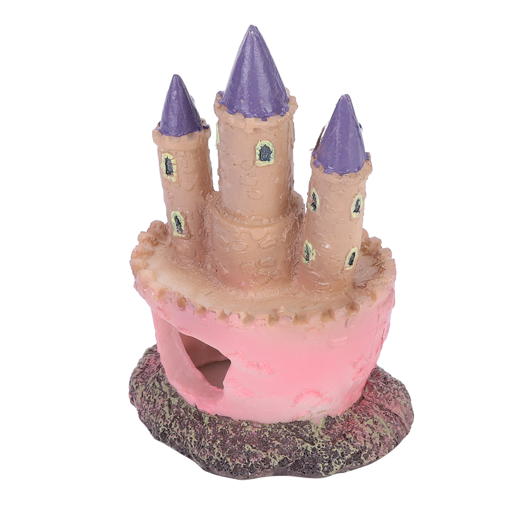 Resin Cartoon Castle Shape Ornaments, Landscape Decoration for Aquarium, Fish, Reptiles, Tank