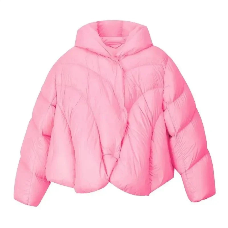 Lagabogy Autumn/Winter Womens Ultra Light Solid Color Down Jacket Womens Loose Short Casual Thin Single Chest Inflatable Jacket 240913