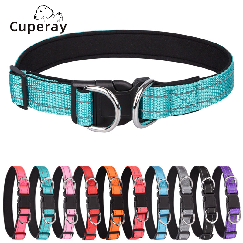 Reflective Pet Collar Double D Ring Nylon Adjustable Dog Collar To Prevent Bursts Suitable for Medium & Large Dogs Accessories