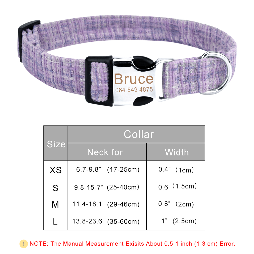 Personalized Dog Collars Custom with Pet Name and Phone Number Collars with Metal Buckle for Small Medium Large Dogs Cat Product