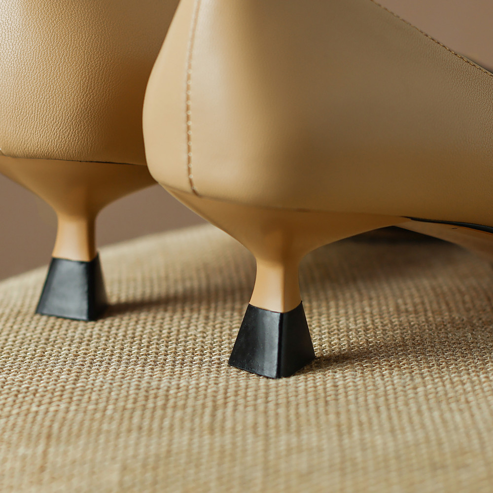 Women's Genuine Leather Patchwork Thin hot High Heel Pumps: Elegant Pointed-Toe Slip-On Dress Shoes for Ladies in 2024