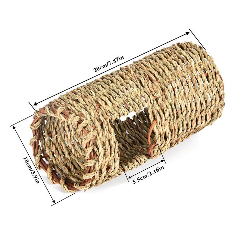 Hamster Grass Tunnel Hamster Tunnel Nest Natural Grass Woven Indoor Pet Hideaway Hut Small Animals Activity Center For Dutch Pig