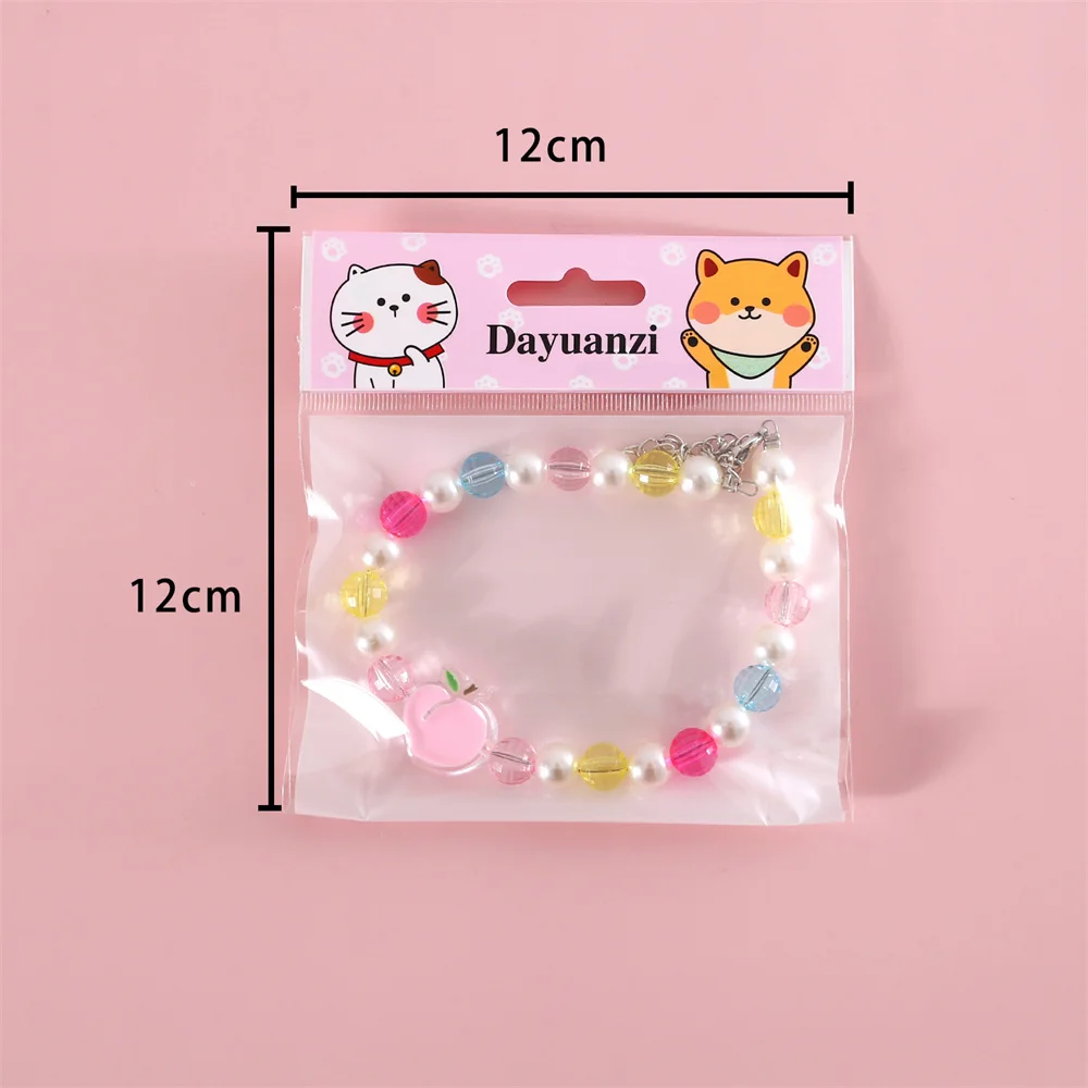 Colorful Pearl Pet Collar Necklace Flower Rainbow Peach Heart Adjustable Cat Dog Birthday Collar Pet Accessories Fit Cat Puppies