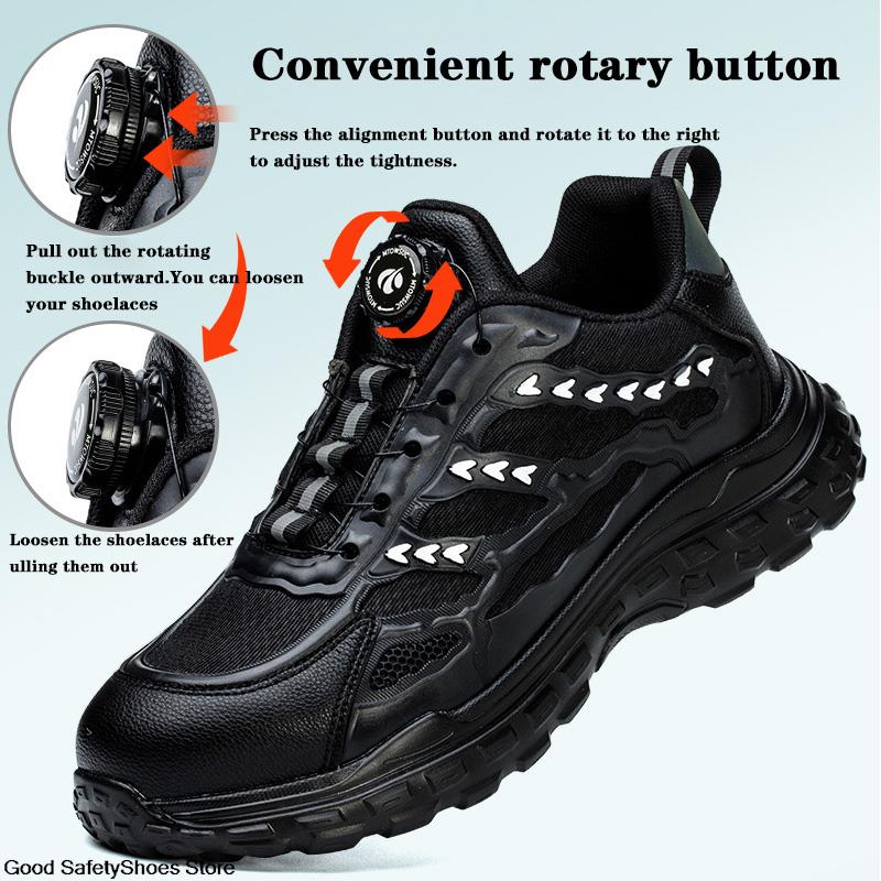 Breathable Black Lightweight Men For Work Women Steel Toe Shoes Puncture-Proof Safety Sneakers 20d7