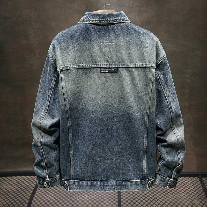 Fashionable classic denim jacket mens autumn 2024 new polo neck fashion brand retro Japanese wash jacket W240914