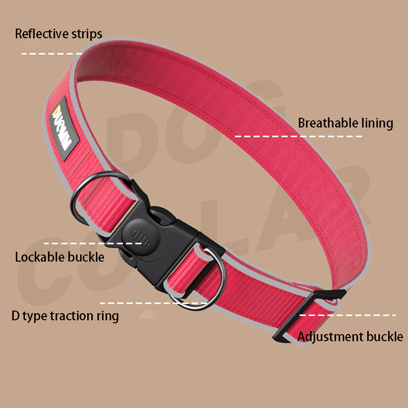 Nylon Reflective Dog Collar for Large,medium and Small Dogs,adjustable Pet Collar with D-ring and Quick Buckle for Cats and Dogs