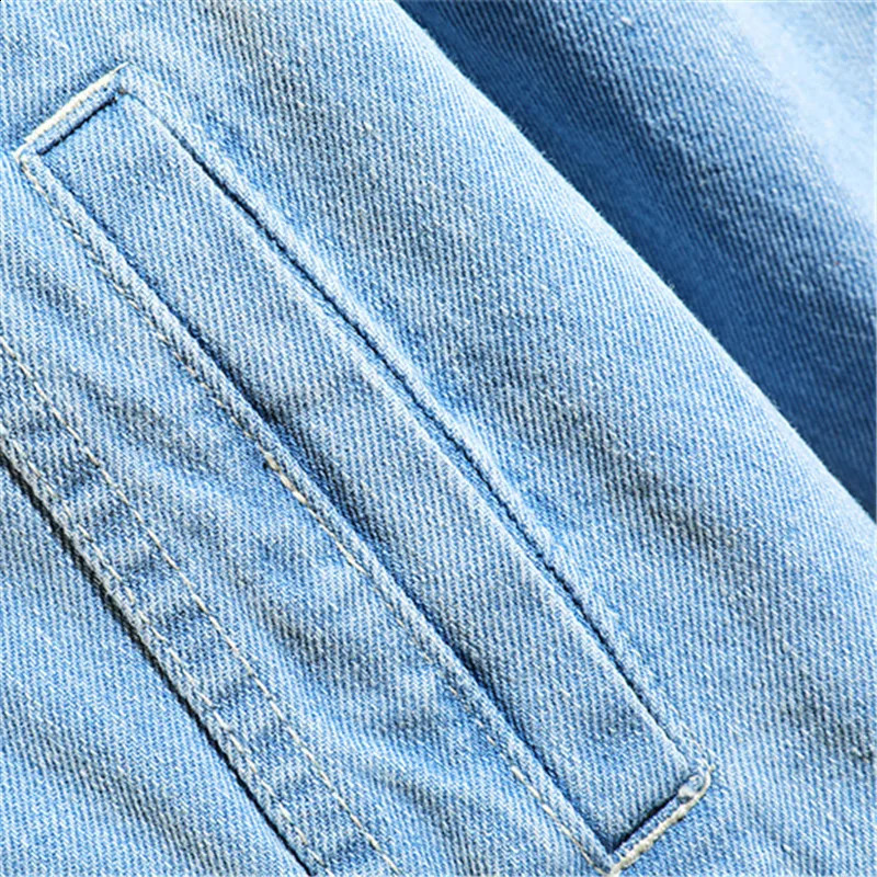 mens denim jacket cotton loose hooded solid casual couple street clothing Plus size 5XL 240904