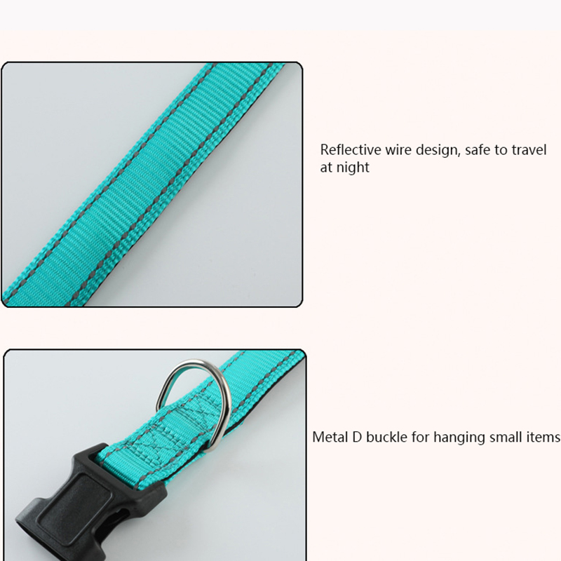 Nylon Reflective Pet Collar,Adjustable Size Dog Collar with Submersible Lining Breathable for Dogs Outdoor Traveling and Walking