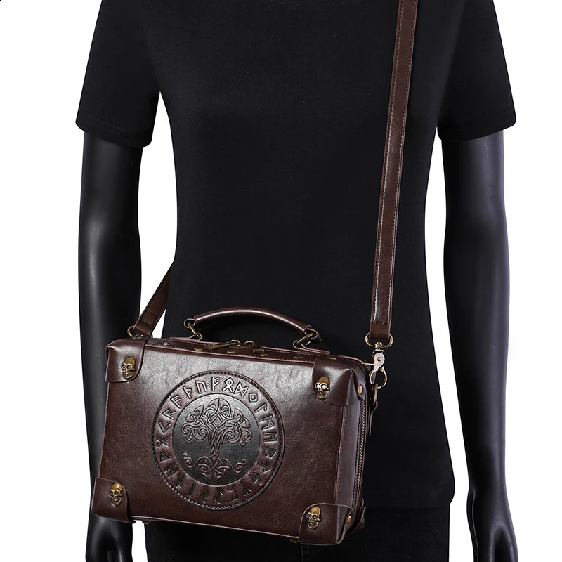 Retro Cross Body Bag for Women Steampunk Official Document Foreskin Leather Shoulder Messenger Square Side Phone Mens Style 240913
